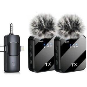 F11-2 Wireless Lavalier Microphone – 3-in-1 Dual Mic System